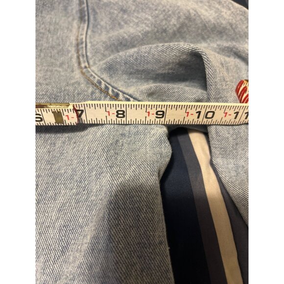 Sworn To Us Light Blue Denim Jacket L Button-Up Front & Adj Drawstring Waist - Picture 7 of 10